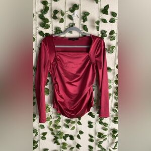 Elegant Red Satin Women's Top